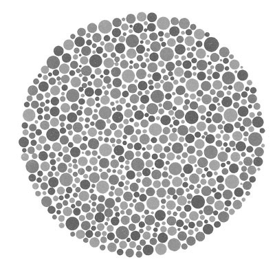 kleurenblind test omgezet naar zwart-wit tinten